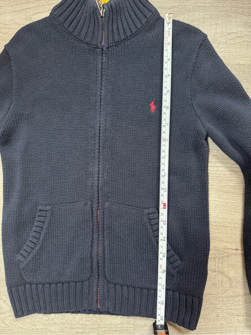 Polo Ralph Lauren Boys Full Zip Cotton Sweater Jacket Navy Blue Size 7